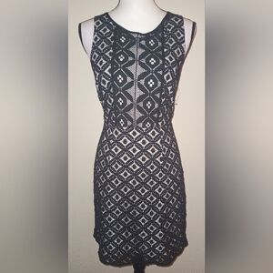 Kensie Elegant Little Black Patterned Stretch Dress SZS
